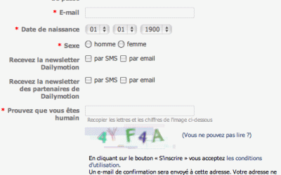 Ergonomie du formulaire d’inscription DailyMotion