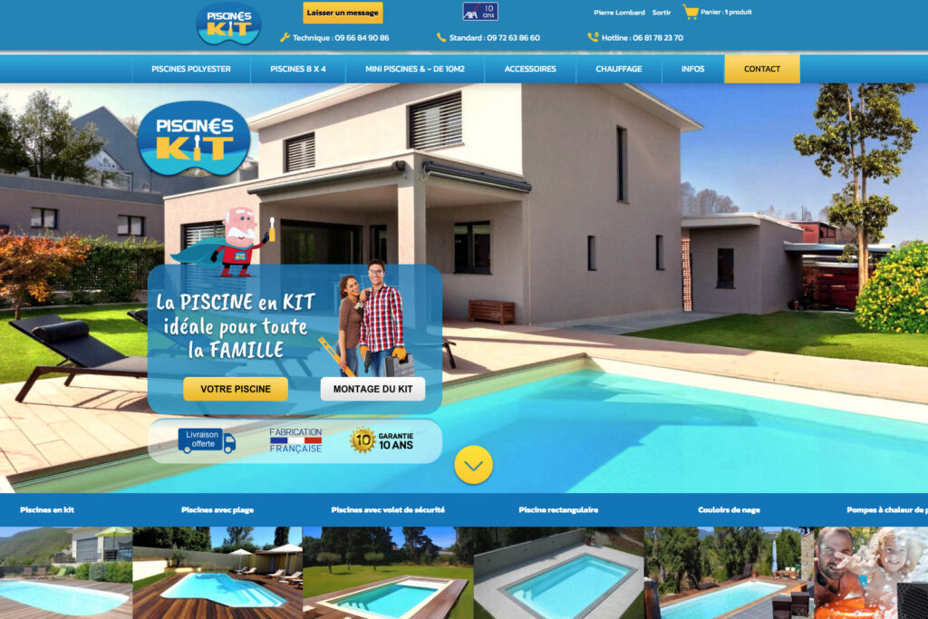Site ecommerce Prestashop de vente de piscines coque polyester.