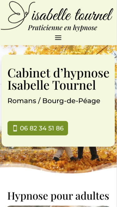 Version mobile du site internet Hypnose Isabelle Tournel