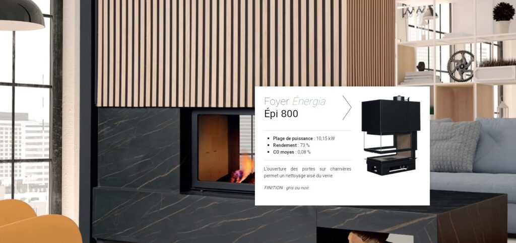 Site catalogue - Fiche produit cheminée