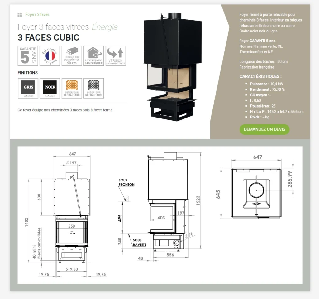 Site catalogue - Fiche produit foyer