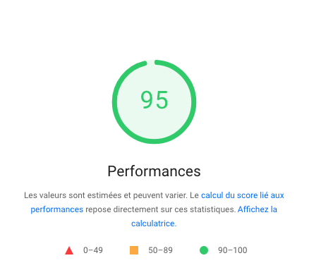 Bonne performance de PageSpeed Insights de + de 90 / 100 Bonne performance de PageSpeed Insights de + de 90 / 100