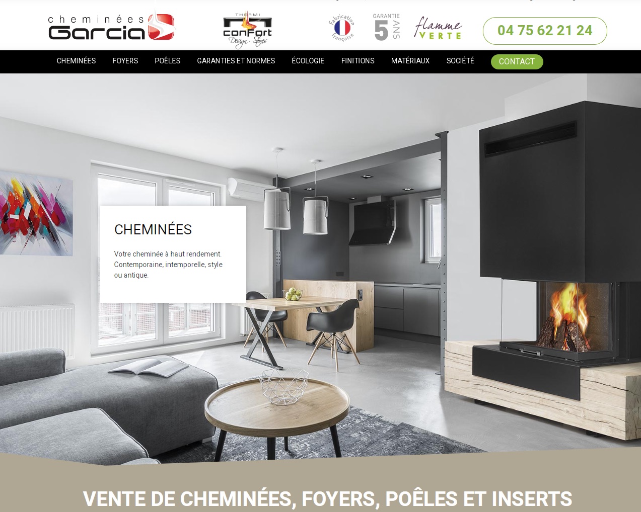 Refonte d'un site vitrine pour les Cheminées Garcia à La Voulte en Ardèche