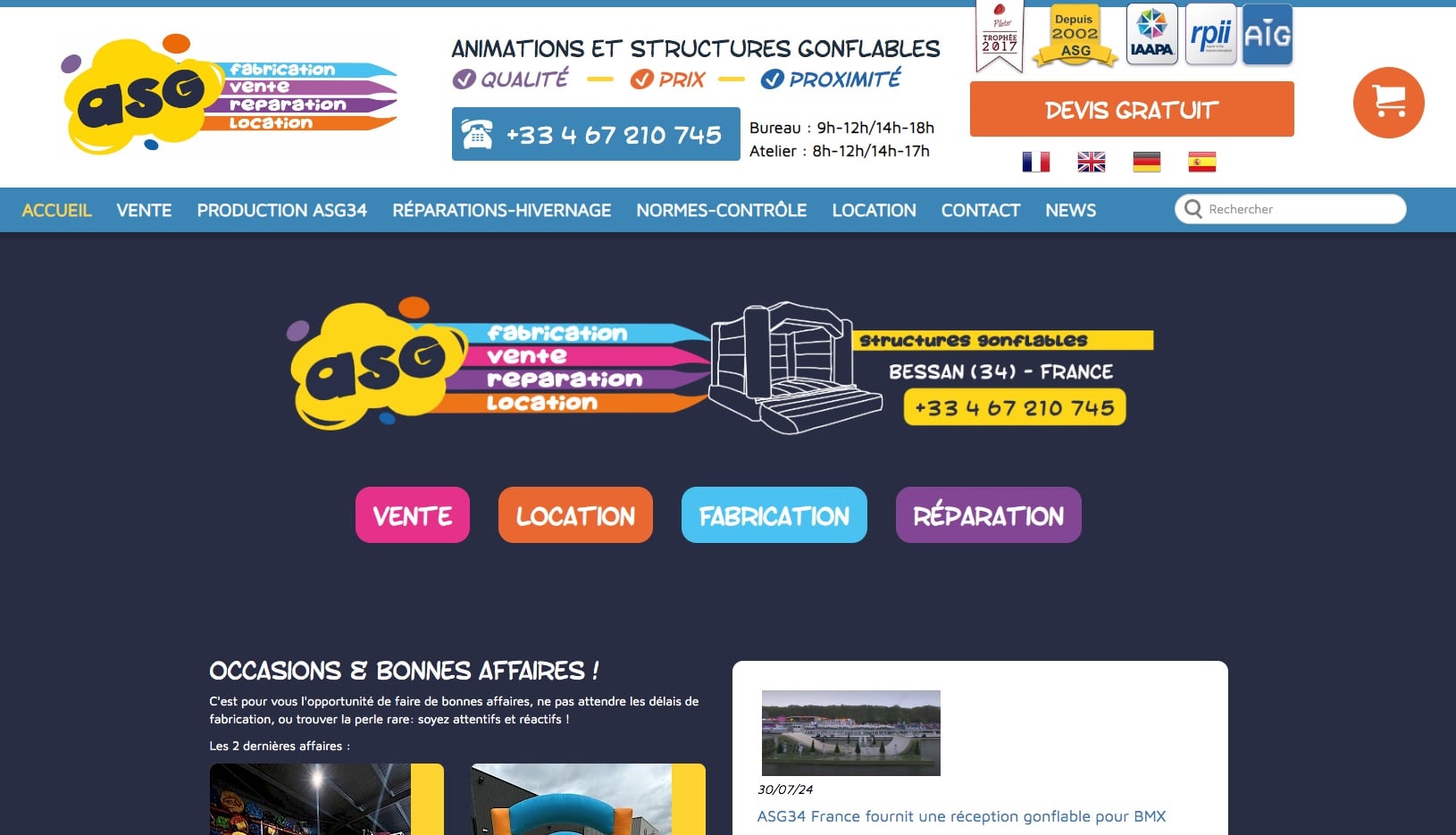 ASG - site catalogue produit et devis
