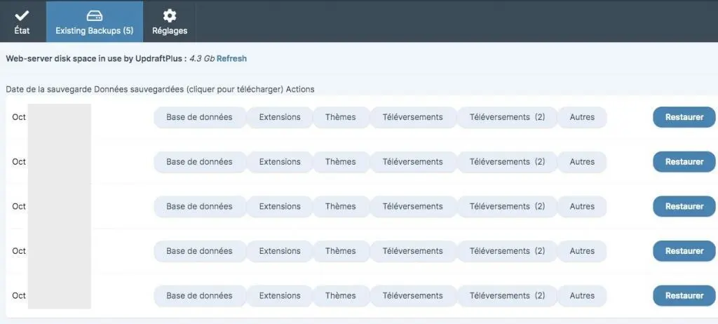 Sauvegarde du site WordPress