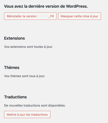 Mise à jour de WordPress dans la dernière version disponible pour corriger les failles de sécurité